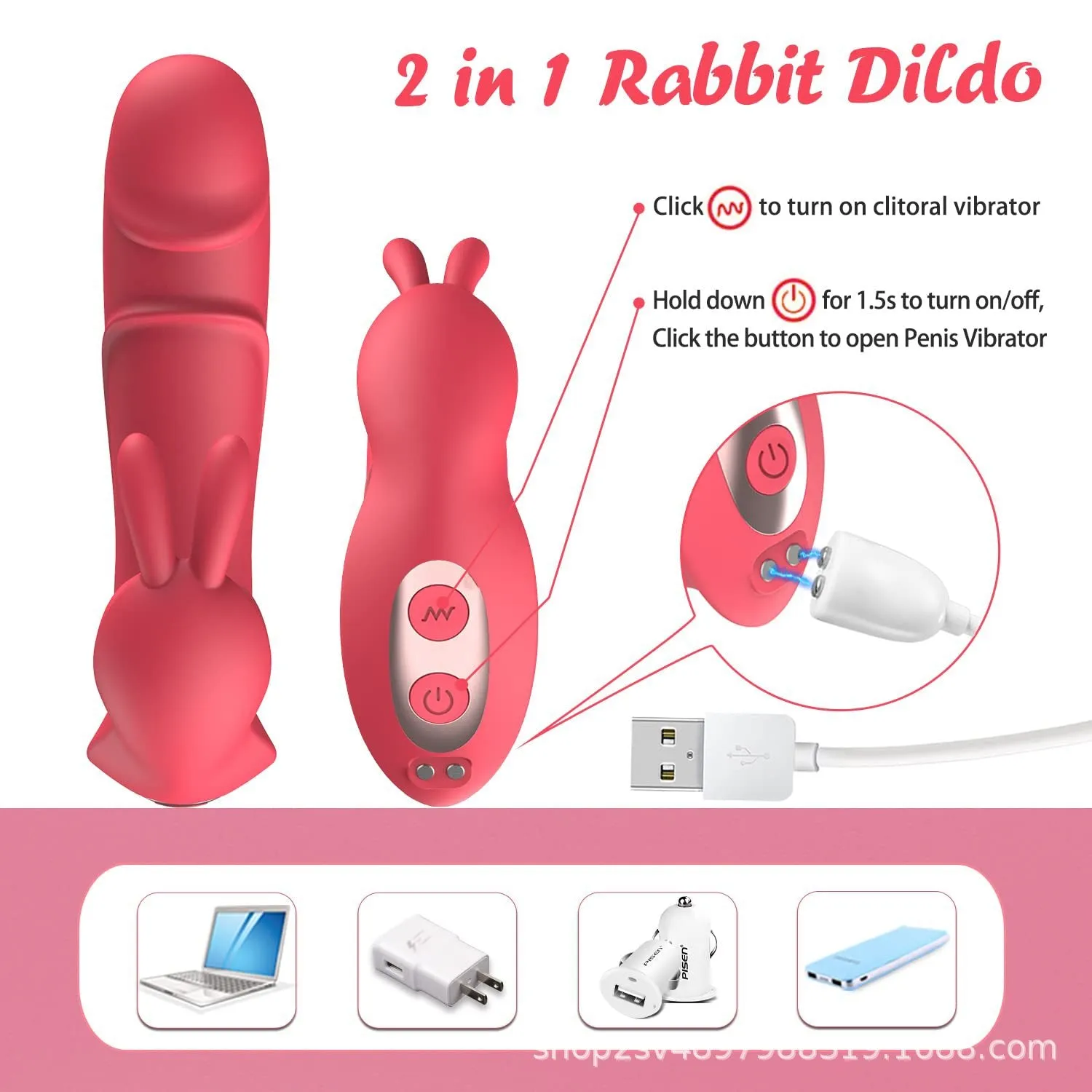 Remote Control Clitoral G Spot Vibrator - Rabbit Clit Clamps Anal Dildo Female Sex Toy