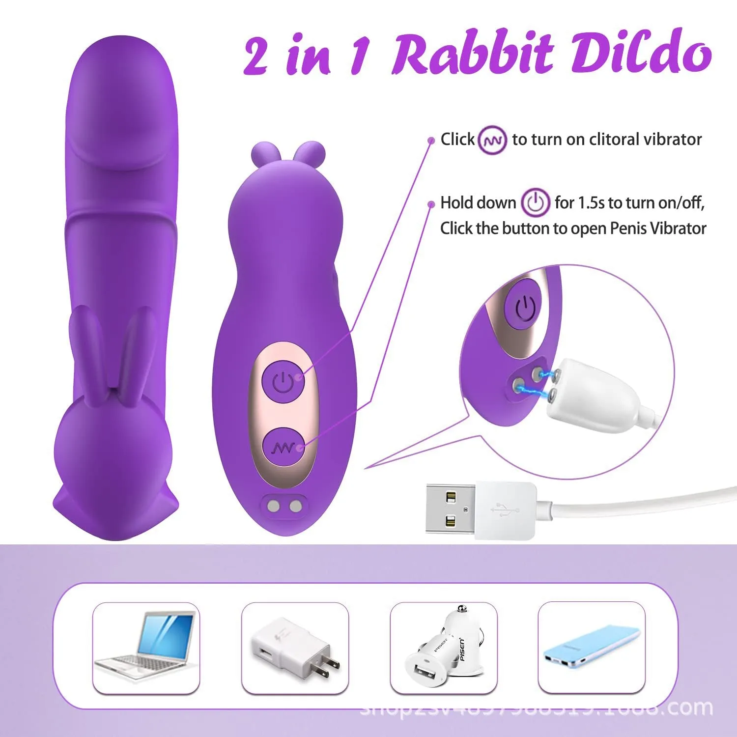 Remote Control Clitoral G Spot Vibrator - Rabbit Clit Clamps Anal Dildo Female Sex Toy