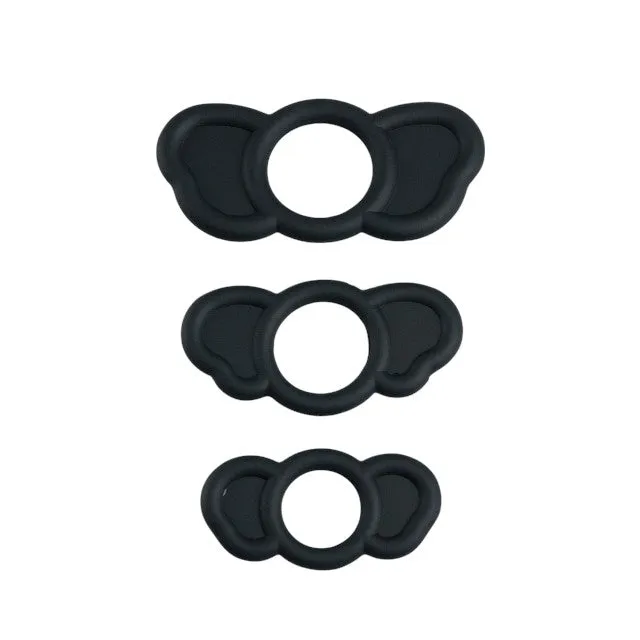 Set 3 inele pentru penis B SERIES POWER Elephant Rings. pentru stimularea erectiei. din silicon. negru. diametre 18 mm / 23 mm / 26mm