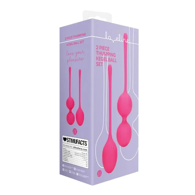 Set bile kegel LOVELINE 2 Piece Thumping Kegel Ball Set. pentru tonifierea mușchilor pelvieni. rezistente la apă. roz