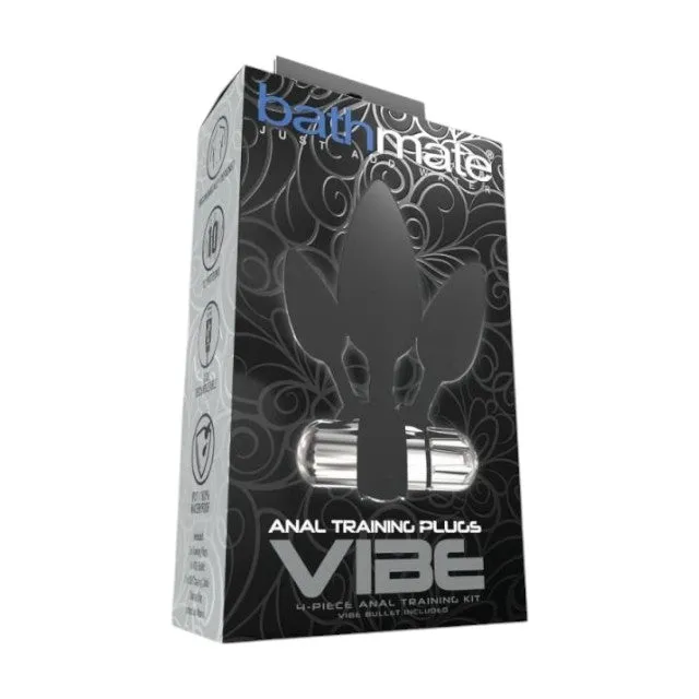 Set plug anal BATHMATE Anal Training Plugs Vibe. 3 dopuri anale   vibrator bullet cu 10 funcții de vibrație. negru cu argintiu