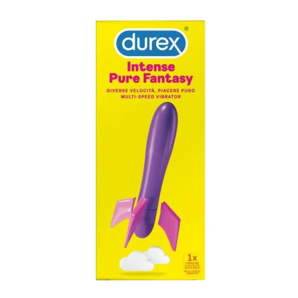 Stimulator clitoris DUREX Intense Pure Fantasy. cu vibrații multiple. rezistent la apă. lungime 15 cm. alb cu mov