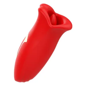 Stimulator clitoris MIA SICILIA Double Pleasure. cu funcție de vibrație și mușcătură. în formă de trandafir. roșu