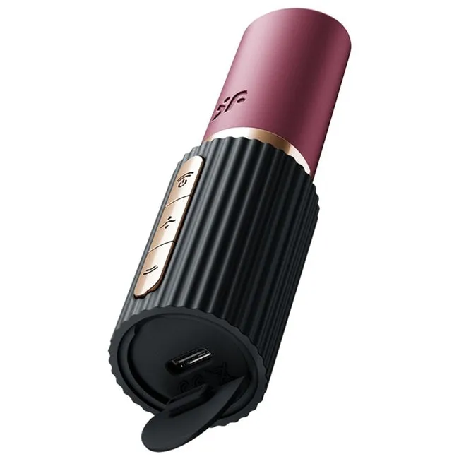Stimulator clitoris SATISFYER PRO 2 KISS. design discret în formă de ruj. 11 funcții de vibrație. 3 viteze. rezistent la apă IPX7. negru cu mov