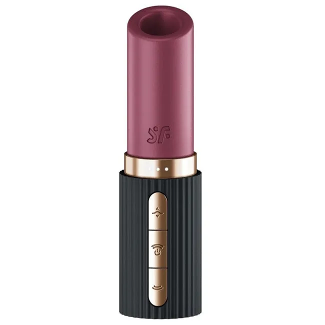 Stimulator clitoris SATISFYER PRO 2 KISS. design discret în formă de ruj. 11 funcții de vibrație. 3 viteze. rezistent la apă IPX7. negru cu mov