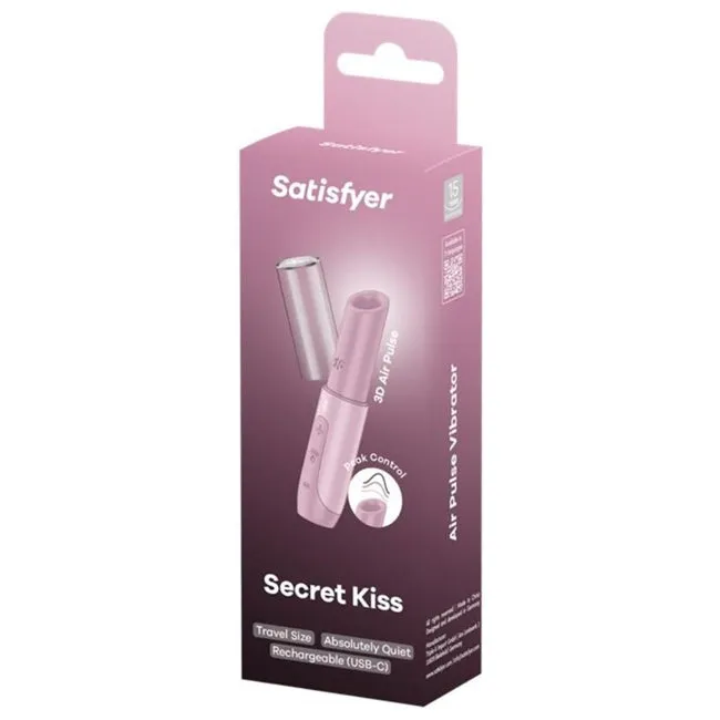 Stimulator clitoris SATISFYER SECRET KISS. design discret și compact. 11 funcții de vibrație. 3 viteze. rezistent la apă IPX7. roz