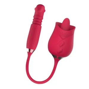 Stimulator dublu pentru clitoris ROUGE VELVET Aurora. 10 funcții de rotație. simulare sex oral și vibrații ultra-puternice. roșu