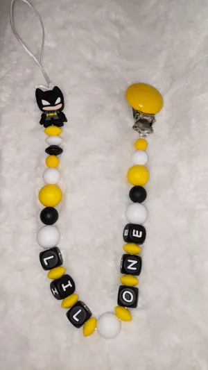 Super Hero Lil One Silicone Teether Pacifier Clip