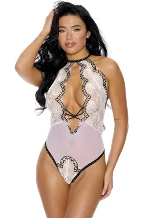 Two-Tone Lace Teddy