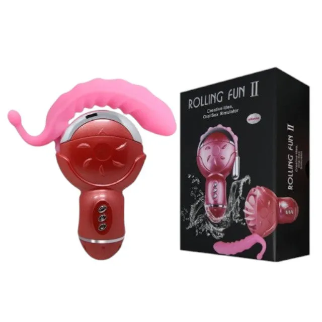 Vibrator BAILE Rolling Fun II. în formă de roată. pentru clitoris și punctul G. funcție de simulare sex oral. 6 funcții de rotație. roz