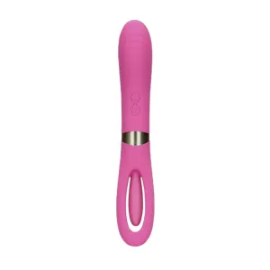 Vibrator dublu LOVELINE Double-Sided Flapping and G-Spot Vibrator. cu funcție de lovituri ritmice. 20 funcții de vibrație. roz