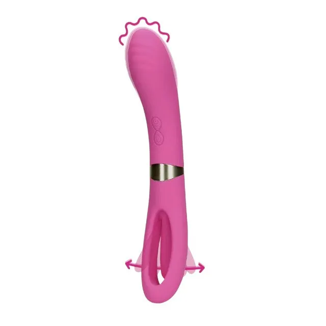 Vibrator dublu LOVELINE Double-Sided Flapping and G-Spot Vibrator. cu funcție de lovituri ritmice. 20 funcții de vibrație. roz
