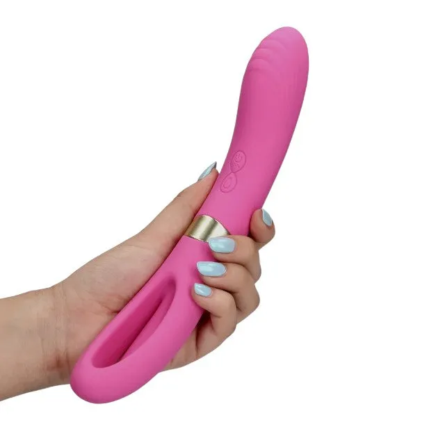 Vibrator dublu LOVELINE Double-Sided Flapping and G-Spot Vibrator. cu funcție de lovituri ritmice. 20 funcții de vibrație. roz