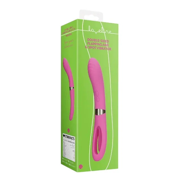Vibrator dublu LOVELINE Double-Sided Flapping and G-Spot Vibrator. cu funcție de lovituri ritmice. 20 funcții de vibrație. roz