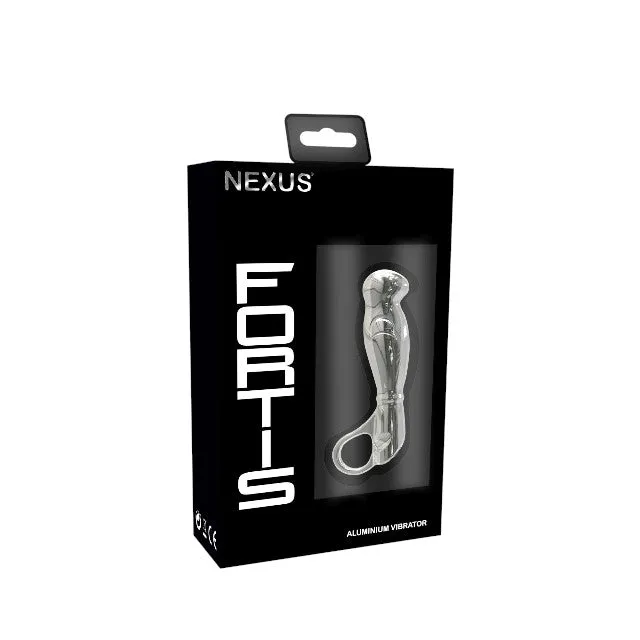 Vibrator NEXUS Fortis. din aluminiu. pentru stimularea punctului G și punctului P. 6 funcții de vibrație. lungime 13 cm. argintiu