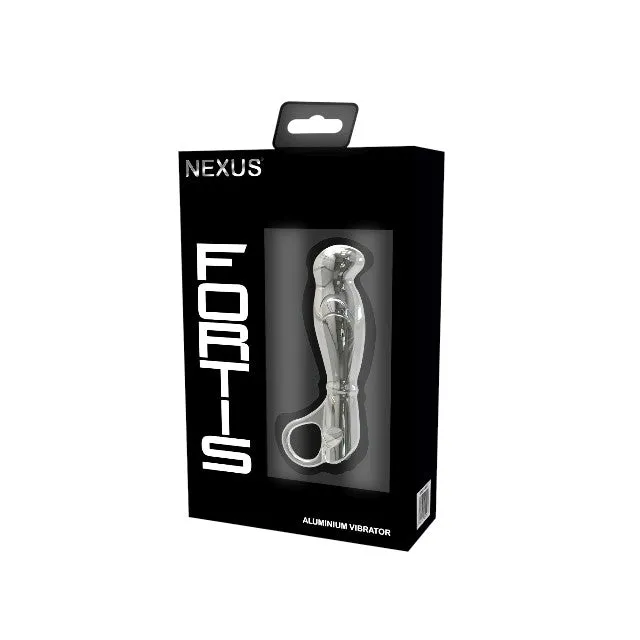 Vibrator NEXUS Fortis. din aluminiu. pentru stimularea punctului G și punctului P. 6 funcții de vibrație. lungime 13 cm. argintiu