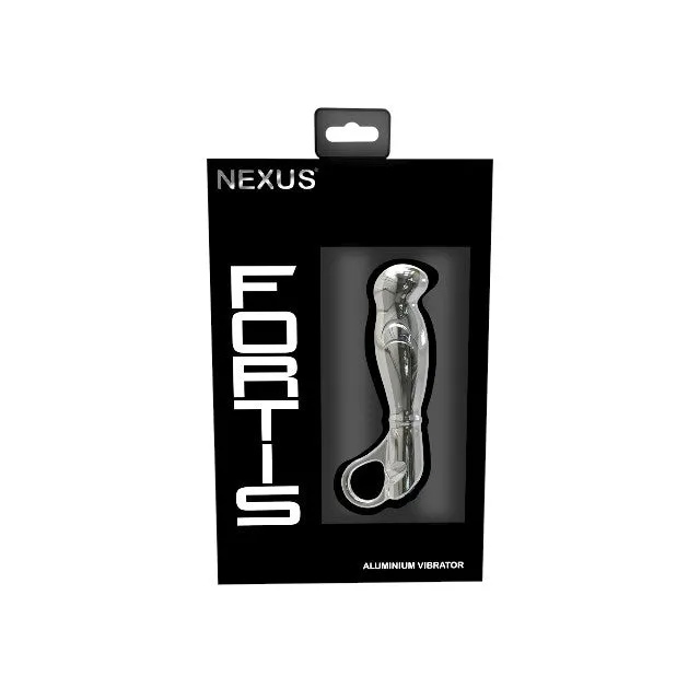 Vibrator NEXUS Fortis. din aluminiu. pentru stimularea punctului G și punctului P. 6 funcții de vibrație. lungime 13 cm. argintiu