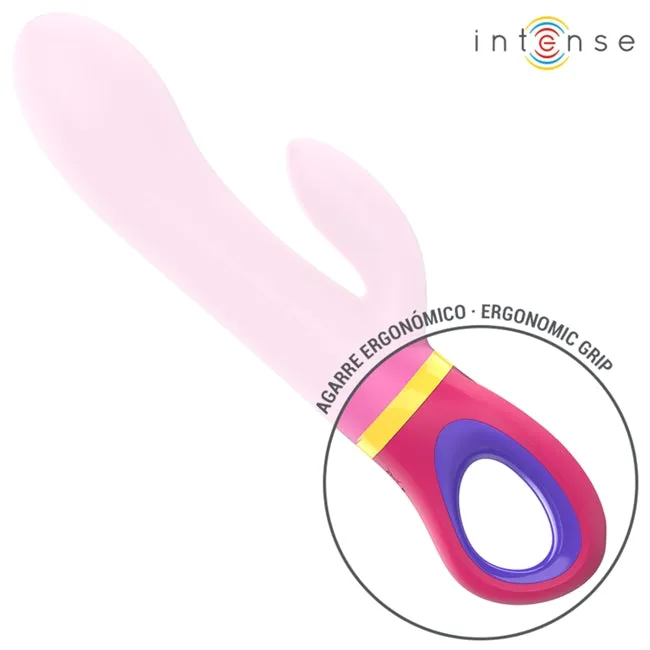 Vibrator rabbit INTENSE DAPHNE. pentru stimularea clitorisului și punctului G. 9 funcții de vibrație. lungime inserabilă 12.7 cm. roz