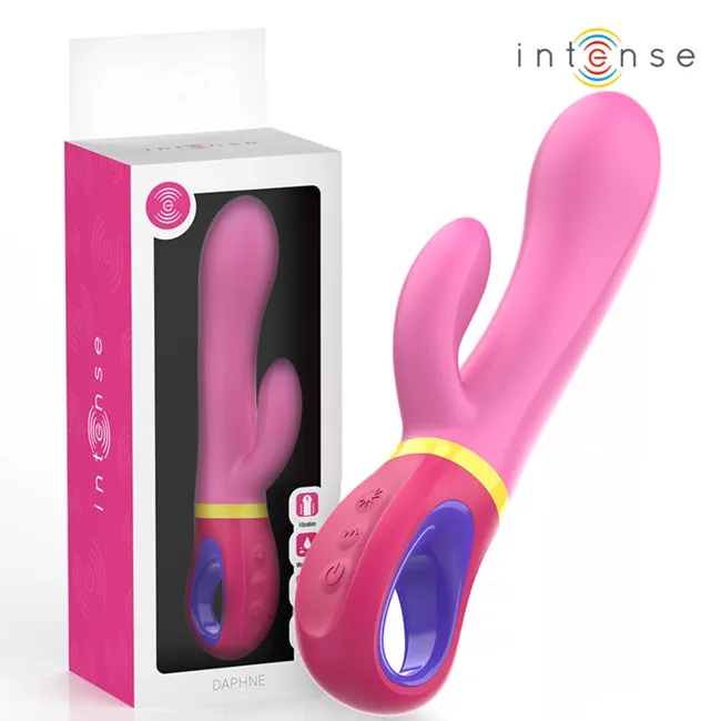 Vibrator rabbit INTENSE DAPHNE. pentru stimularea clitorisului și punctului G. 9 funcții de vibrație. lungime inserabilă 12.7 cm. roz