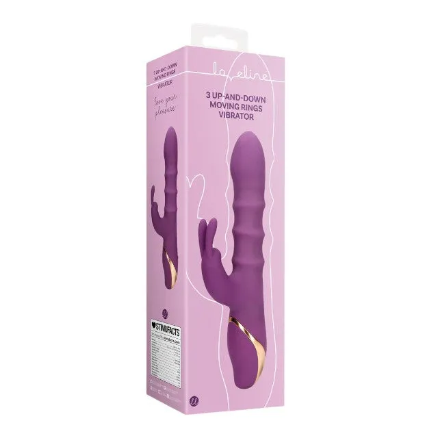 Vibrator rabbit LOVELINE 3 Up-and-Down Moving Rings Vibrator. cu 3 inele mișcătoare. 13 funcții de vibrație. mov