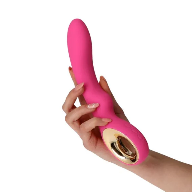 Vibrator TOYZ4LOVERS Handy Wave Grip Small. pentru stimularea punctului G. 10 funcții de vibrație. 18.5 cm. roz cu auriu