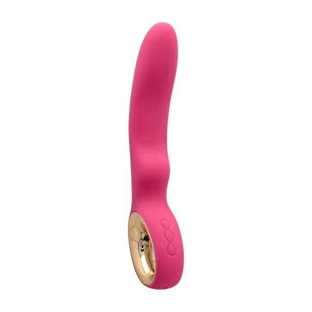 Vibrator TOYZ4LOVERS Handy Wave Grip Small. pentru stimularea punctului G. 10 funcții de vibrație. 18.5 cm. roz cu auriu