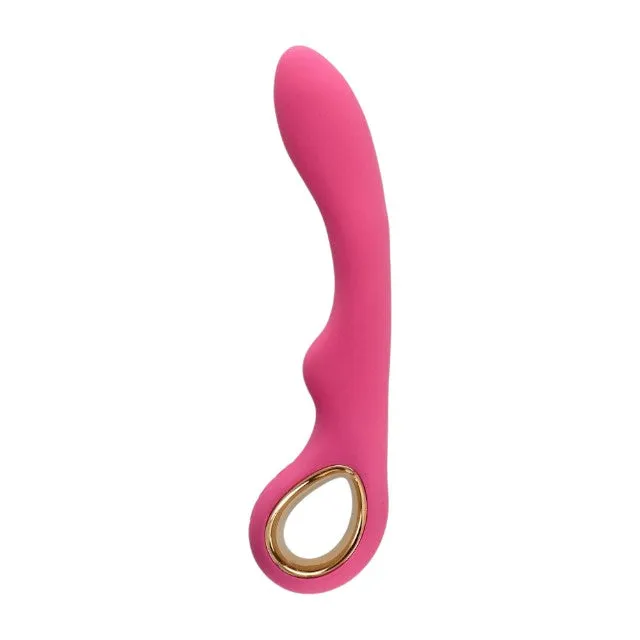 Vibrator TOYZ4LOVERS Handy Wave Grip Small. pentru stimularea punctului G. 10 funcții de vibrație. 18.5 cm. roz cu auriu