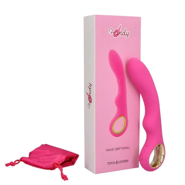 Vibrator TOYZ4LOVERS Handy Wave Grip Small. pentru stimularea punctului G. 10 funcții de vibrație. 18.5 cm. roz cu auriu