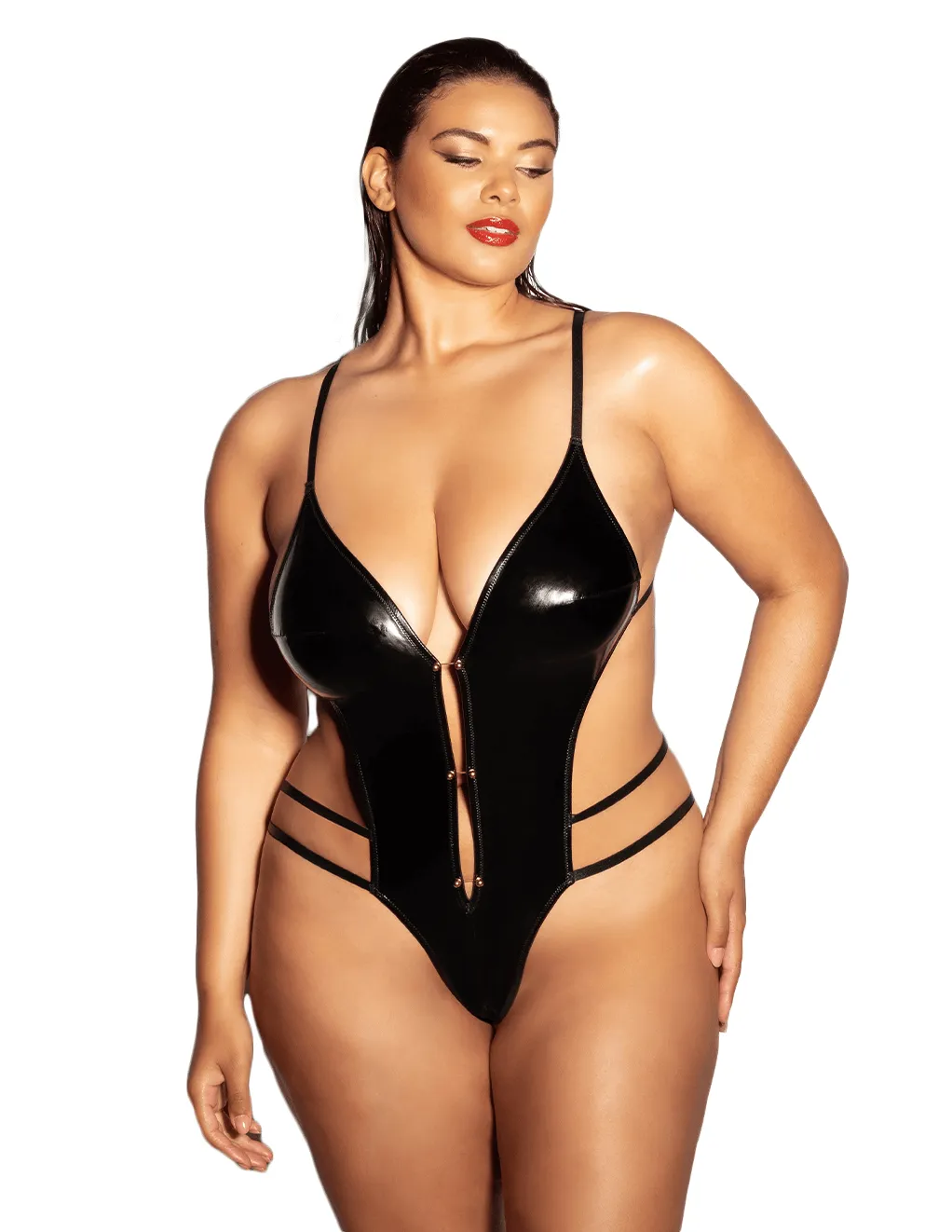 Whipped Crotchless Vinyl Teddy