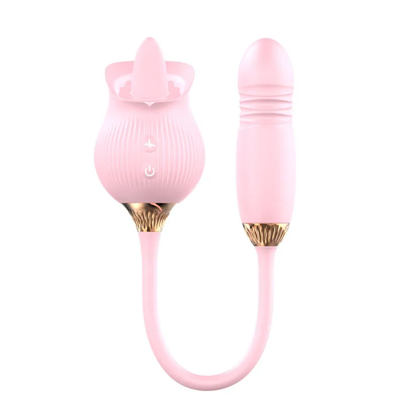 YW Clit Licking & G-Spot Thrusting Rose Vibrator 12-Modes